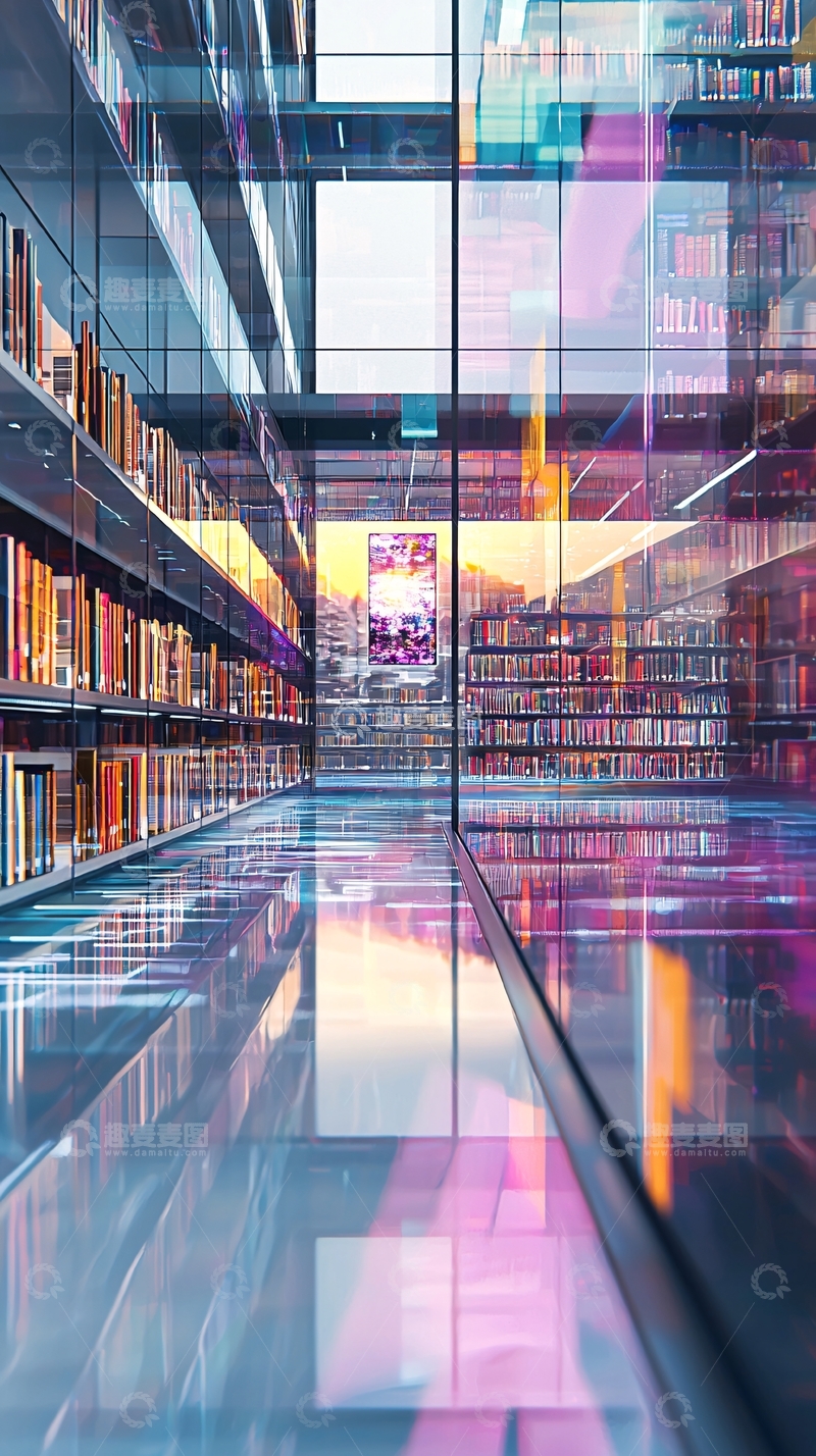 高清大图下载【趣麦麦图】现代化玻璃图书馆内部