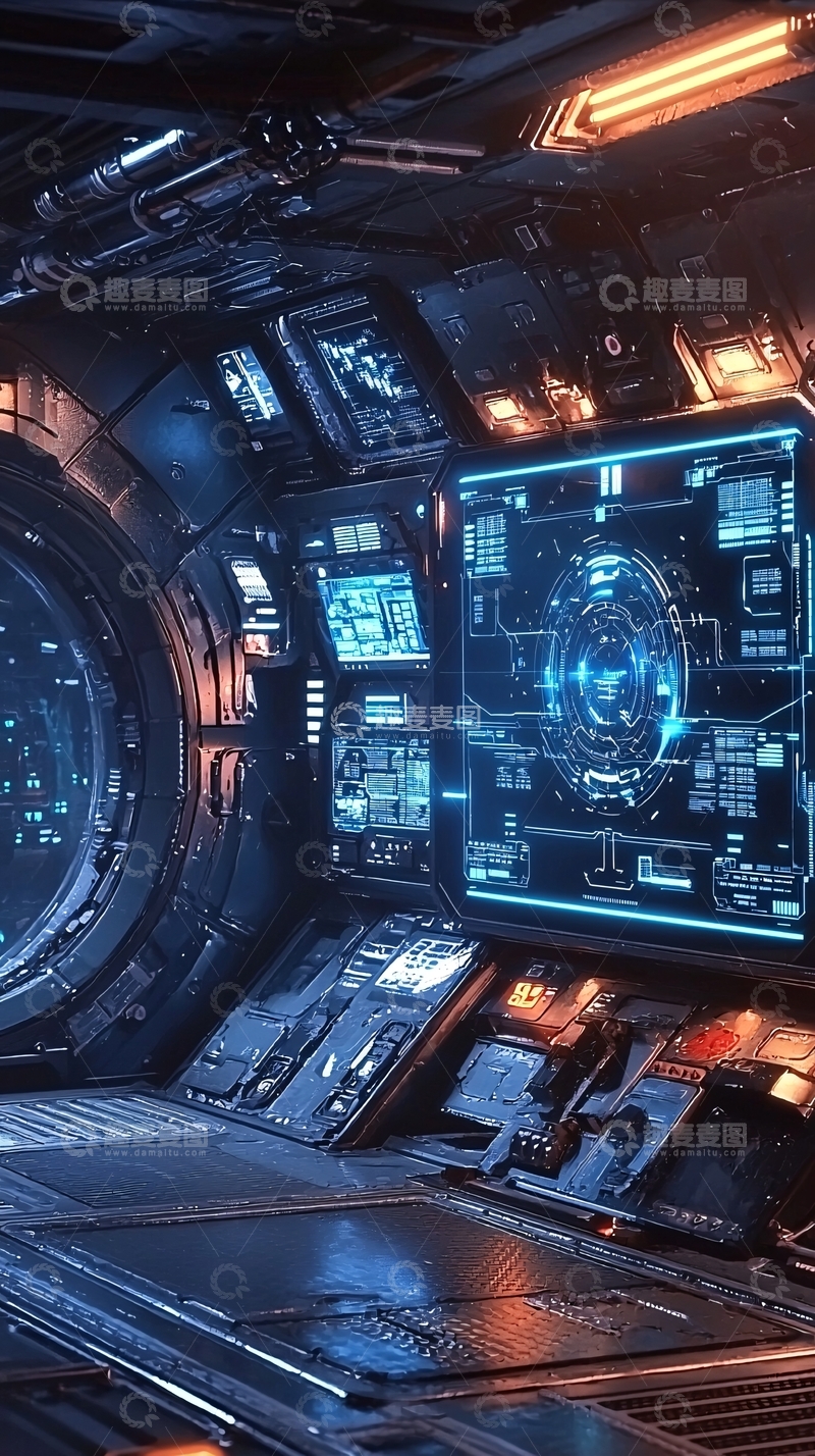 高清大图下载【趣麦麦图】未来科幻飞船驾驶舱