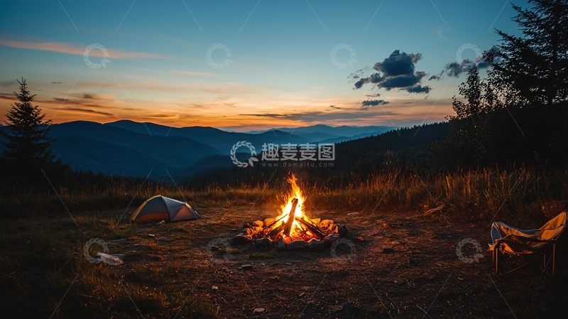高清大图下载【趣麦麦图】篝火晚景