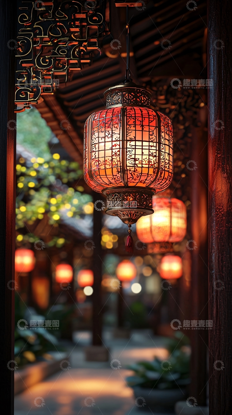 高清大图下载【趣麦麦图】中式红灯笼