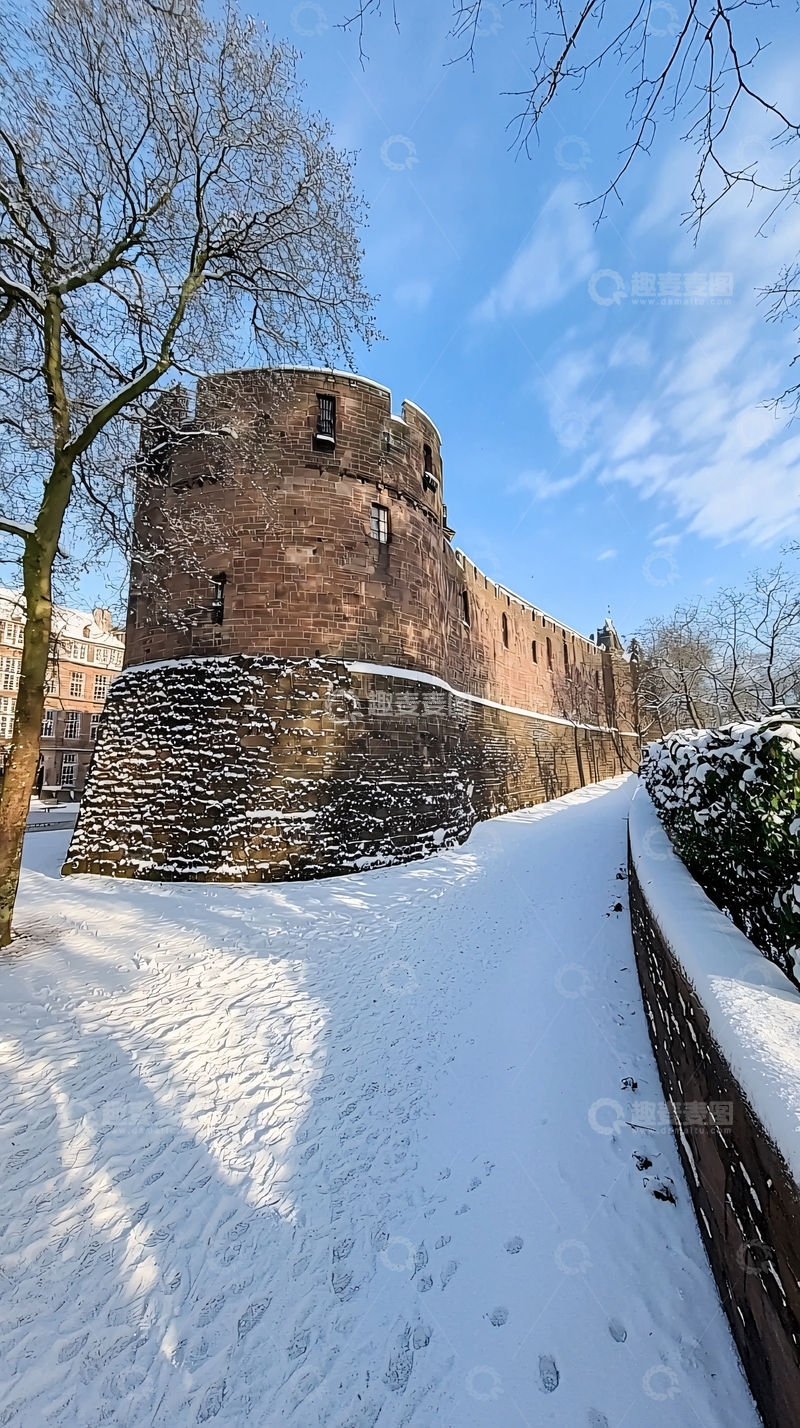 高清大图下载【趣麦麦图】冬日古堡雪景