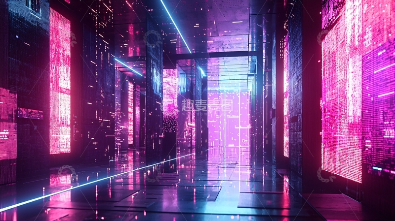 高清大图下载【趣麦麦图】霓虹灯闪烁的未来都市