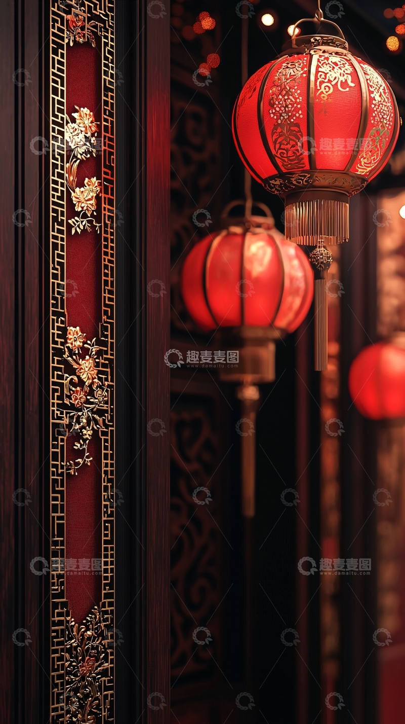高清大图下载【趣麦麦图】中式红灯笼