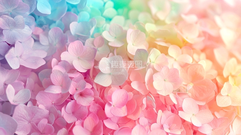 高清大图下载【趣麦麦图】彩虹绣球花背景