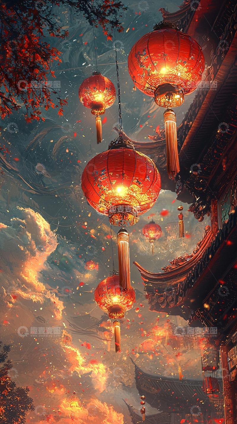 高清大图下载【趣麦麦图】喜庆的节日灯笼高挂