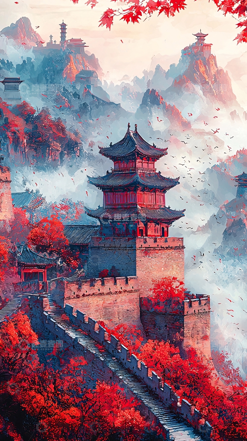 高清大图下载【趣麦麦图】仙境般中国古建筑山峦