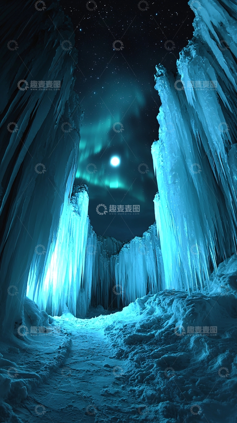 高清大图下载【趣麦麦图】冰雪峡谷夜景
