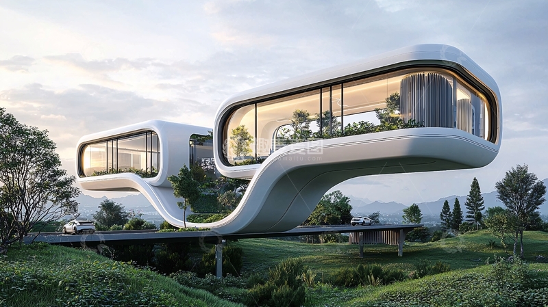 高清大图下载【趣麦麦图】未来感十足的现代化别墅