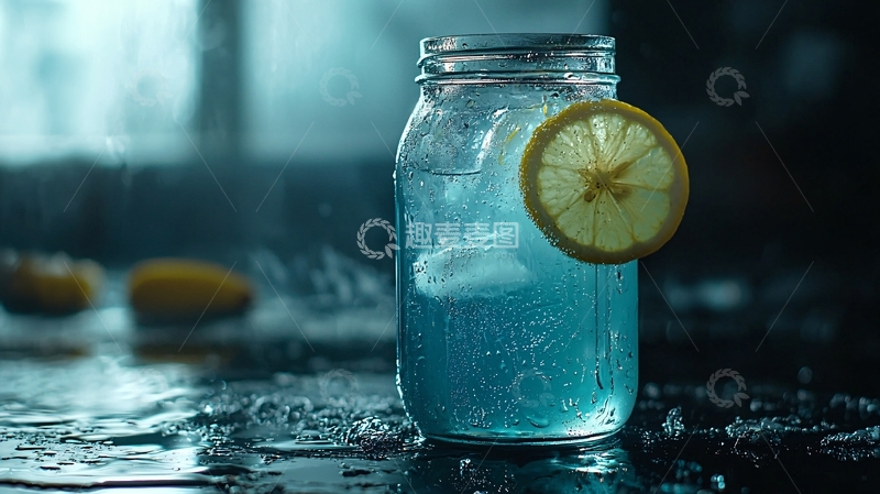 高清大图下载【趣麦麦图】蓝色柠檬水