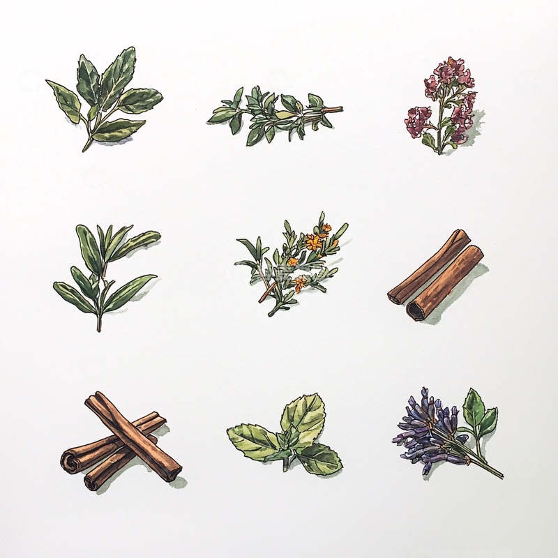 高清大图下载【趣麦麦图】手绘香料植物