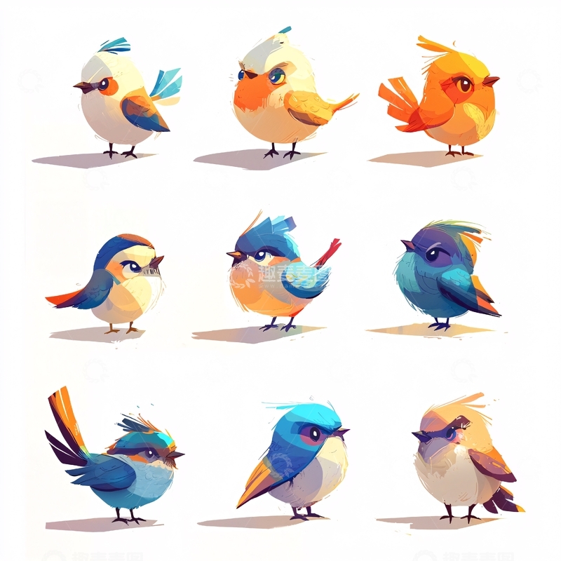 高清大图下载【趣麦麦图】卡通小鸟