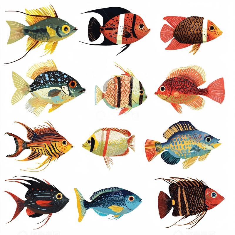 高清大图下载【趣麦麦图】热带鱼图案