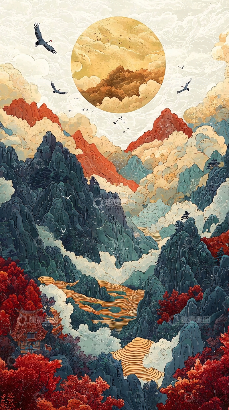 高清大图下载【趣麦麦图】山水画意境唯美大气