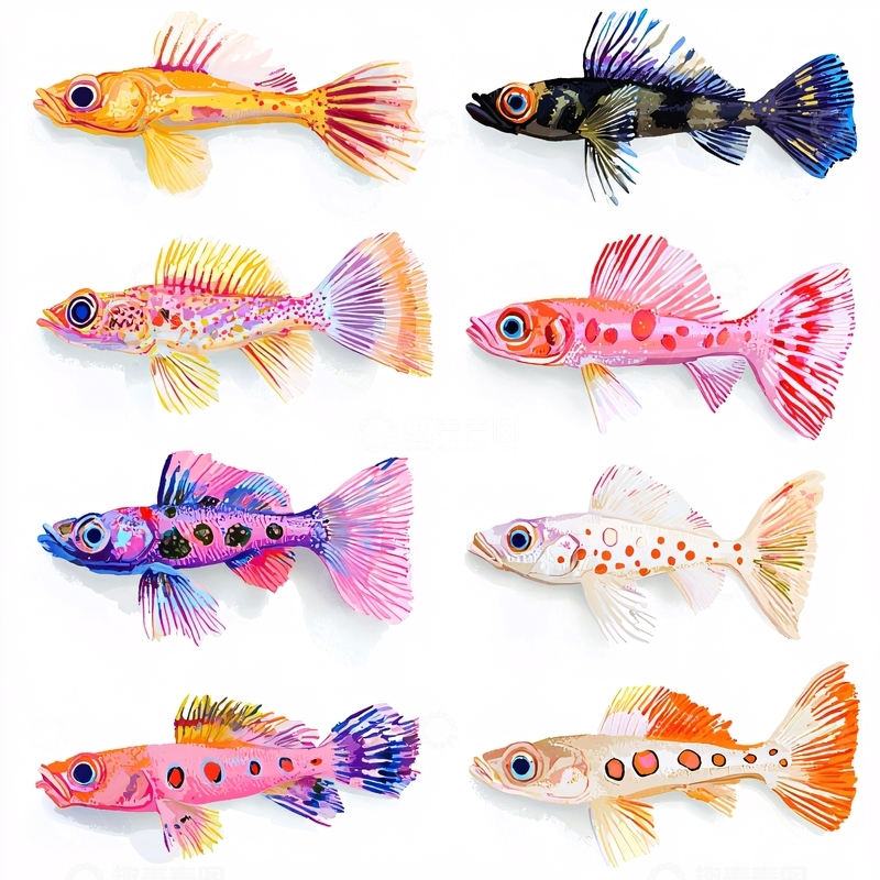 高清大图下载【趣麦麦图】彩色卡通鱼