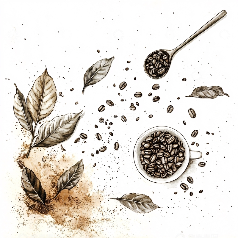 高清大图下载【趣麦麦图】手绘咖啡豆