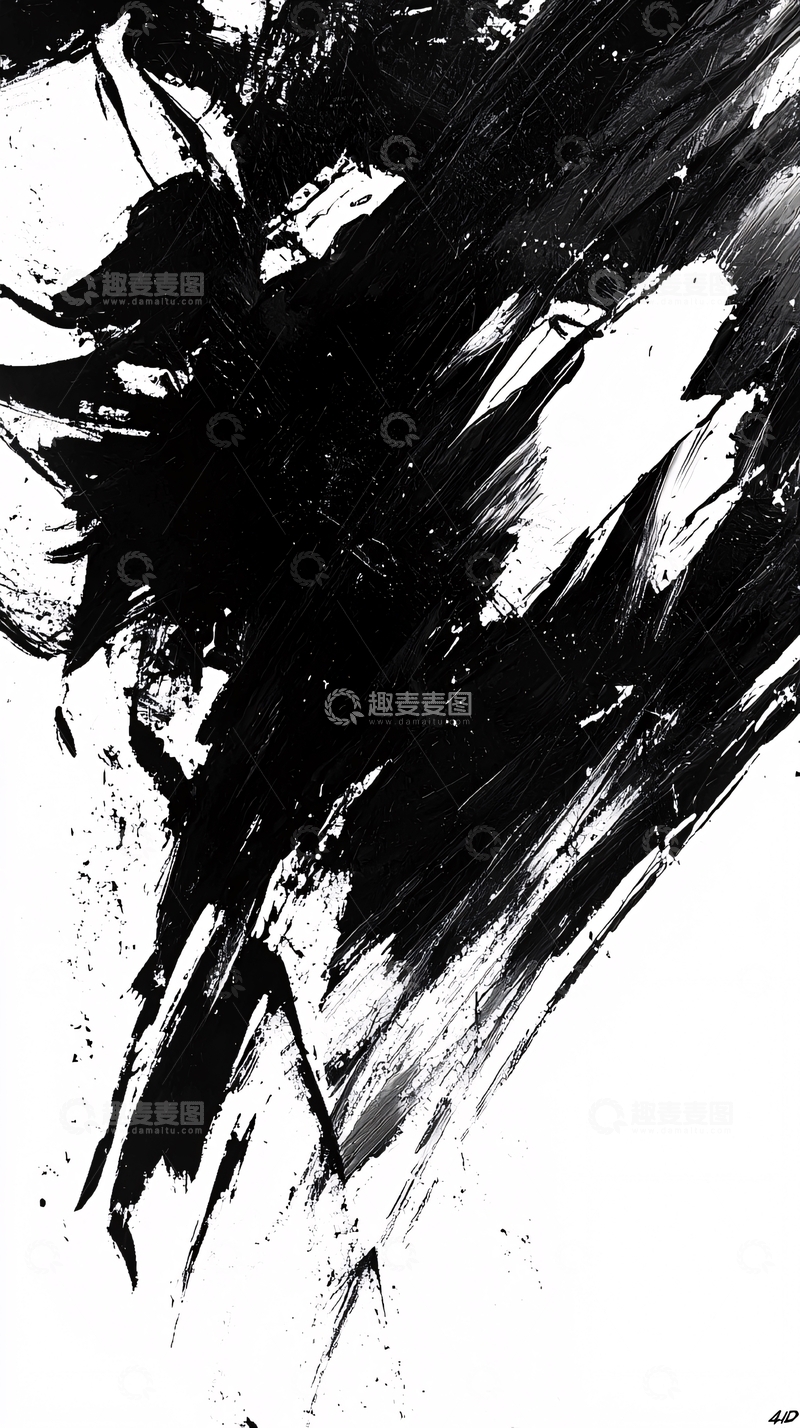 高清大图下载【趣麦麦图】水墨艺术黑白抽象画