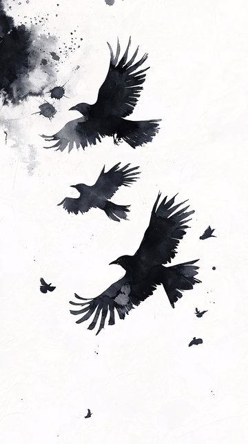 水墨画乌鸦