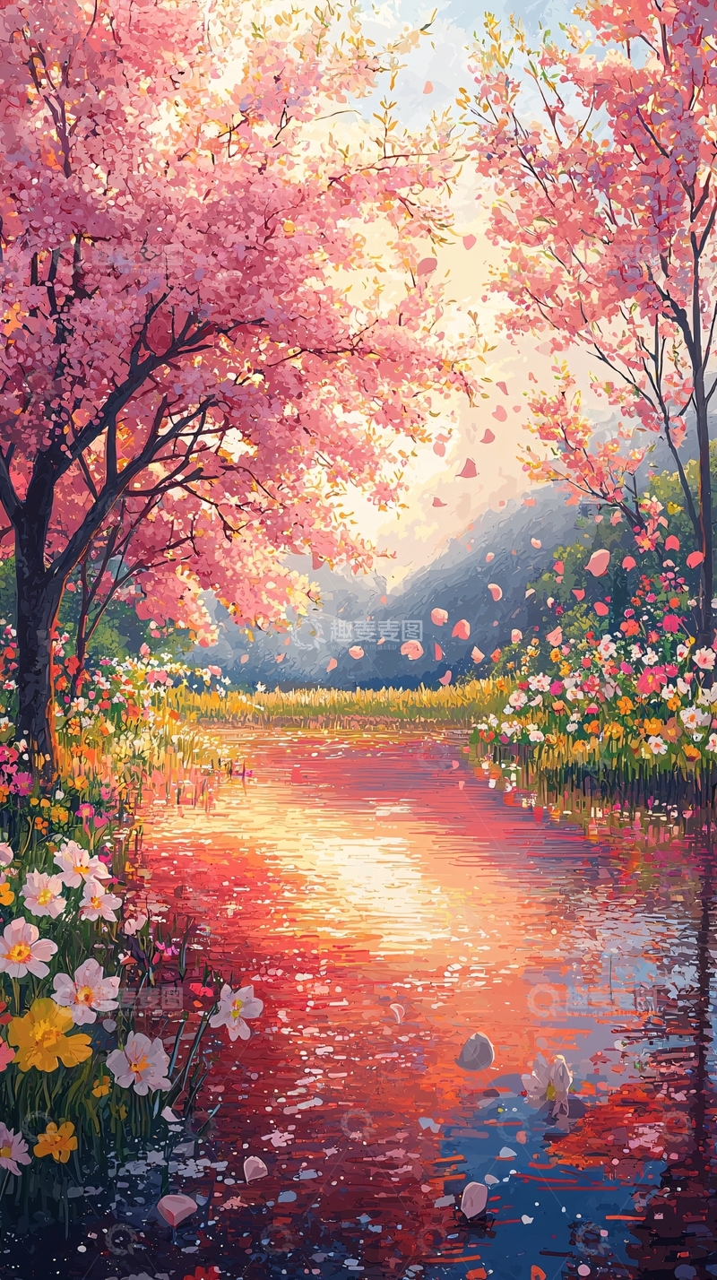 高清大图下载【趣麦麦图】粉色樱花浪漫小路