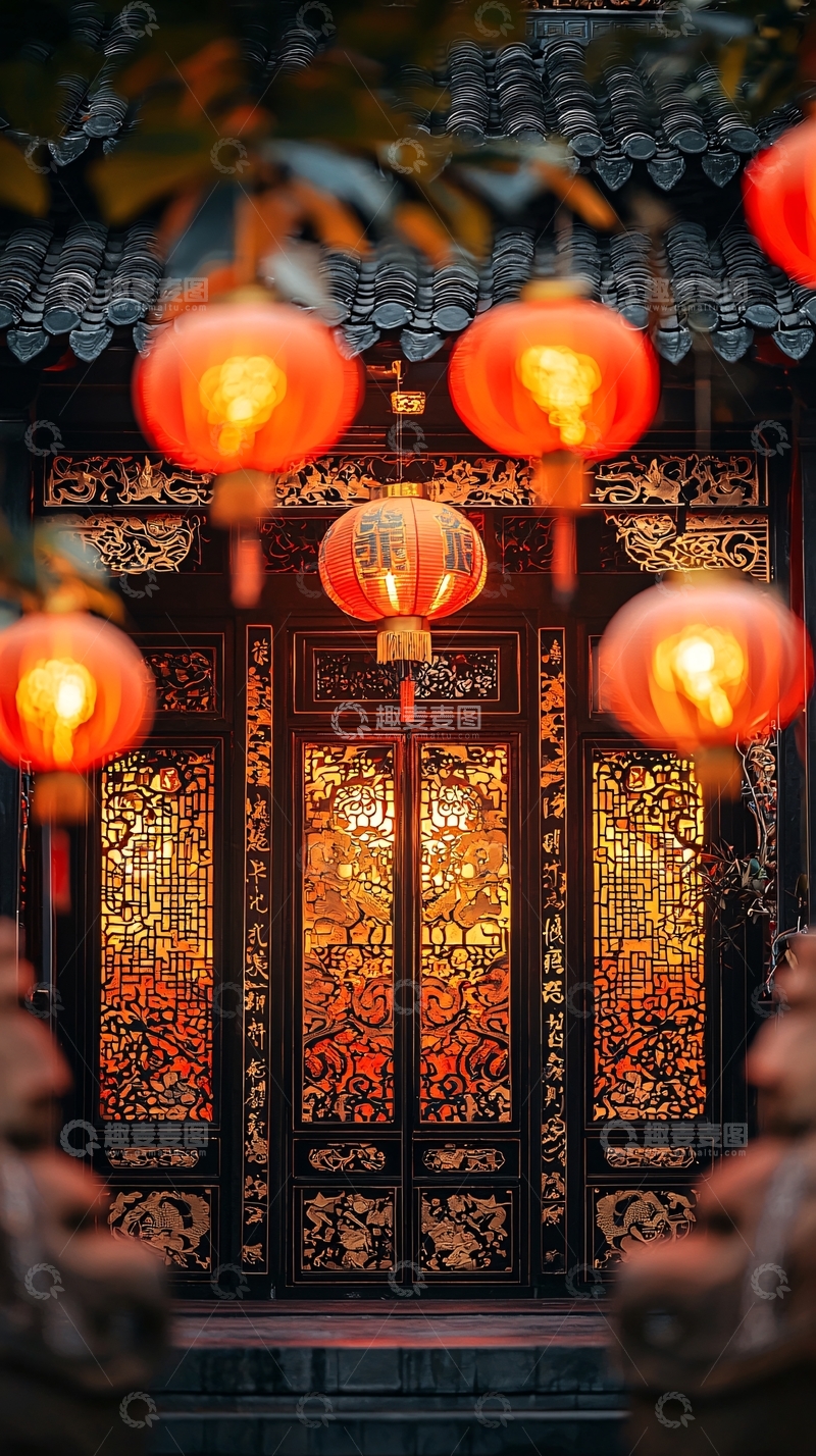 高清大图下载【趣麦麦图】中式红灯笼