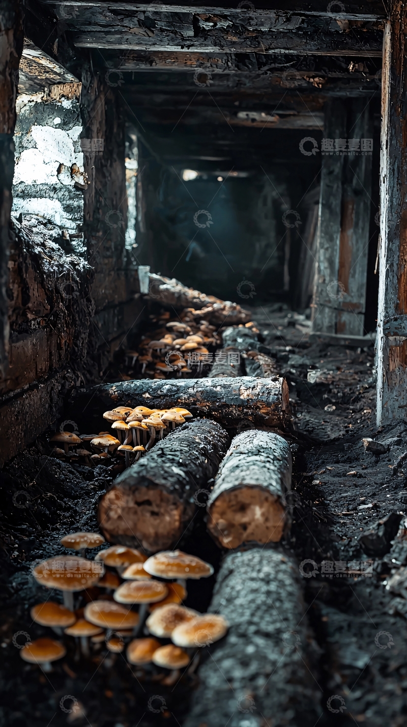 高清大图下载【趣麦麦图】废弃矿井中生长的蘑菇