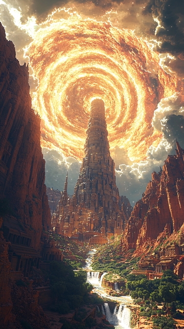 火焰漩涡中的高塔