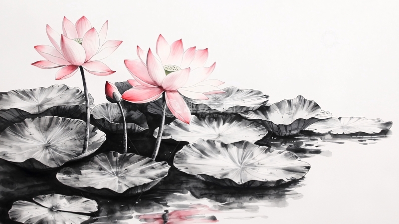 高清大图下载【趣麦麦图】水墨荷花