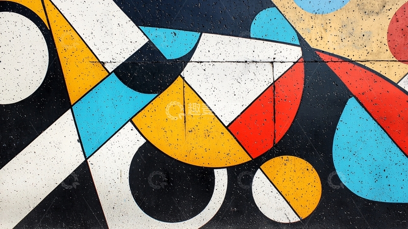 高清大图下载【趣麦麦图】抽象几何涂鸦墙绘