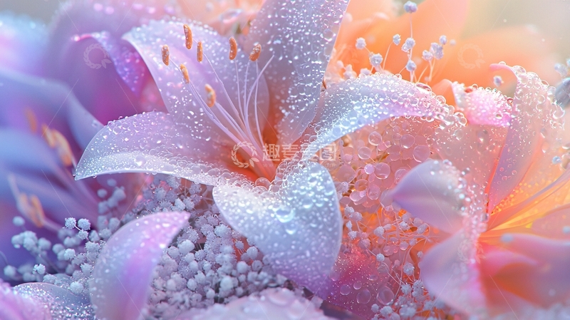 高清大图下载【趣麦麦图】梦幻唯美露珠百合花