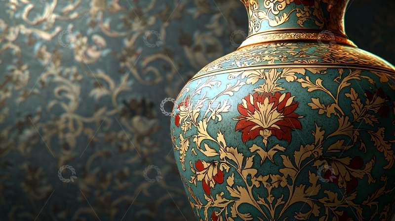 高清大图下载【趣麦麦图】青花瓷花瓶特写