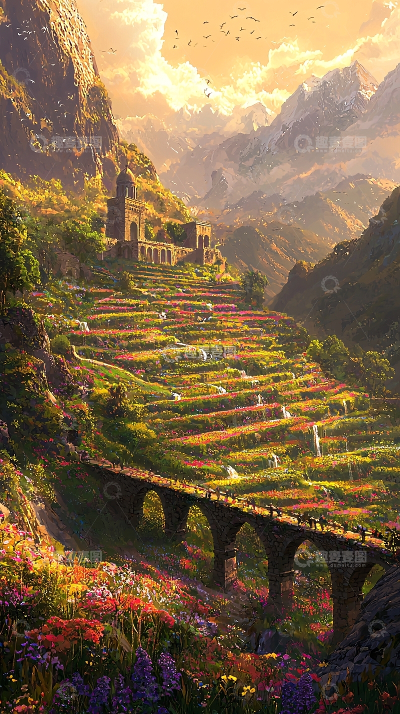 高清大图下载【趣麦麦图】鲜花盛开的山谷