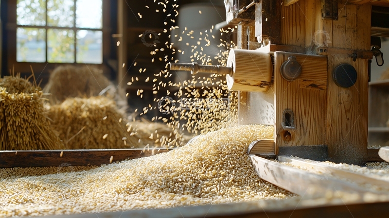 高清大图下载【趣麦麦图】古老的谷物脱粒机