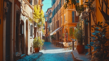 阳光下的欧洲小镇街道