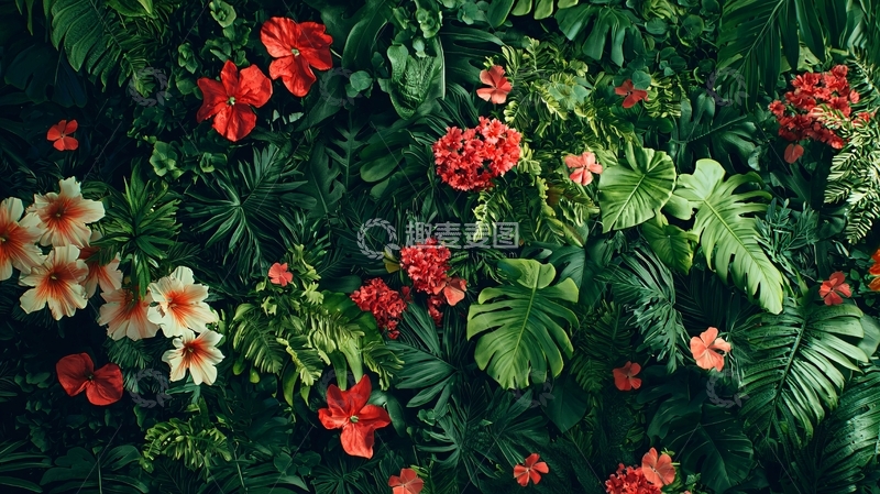 高清大图下载【趣麦麦图】热带植物花卉背景图