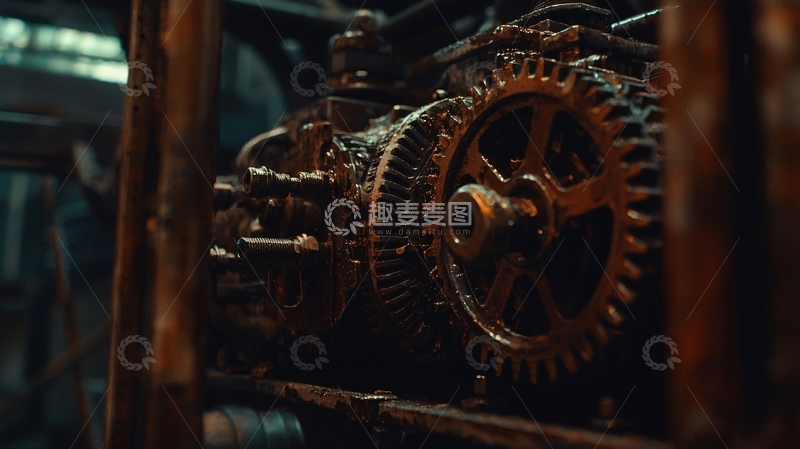 高清大图下载【趣麦麦图】锈迹斑斑的古老齿轮