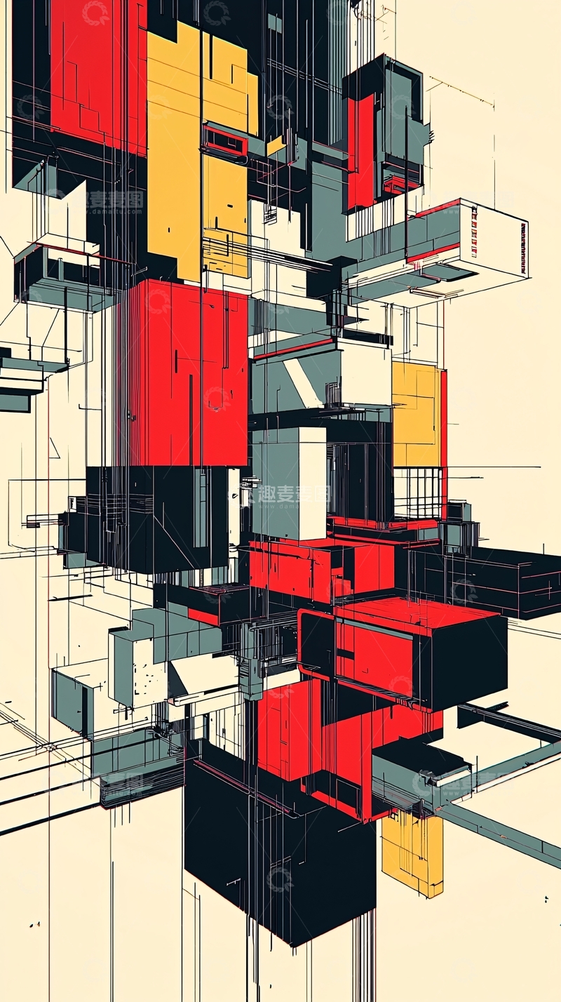 高清大图下载【趣麦麦图】抽象几何建筑