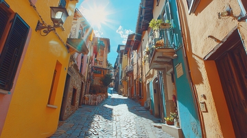 色彩鲜艳的欧洲老街