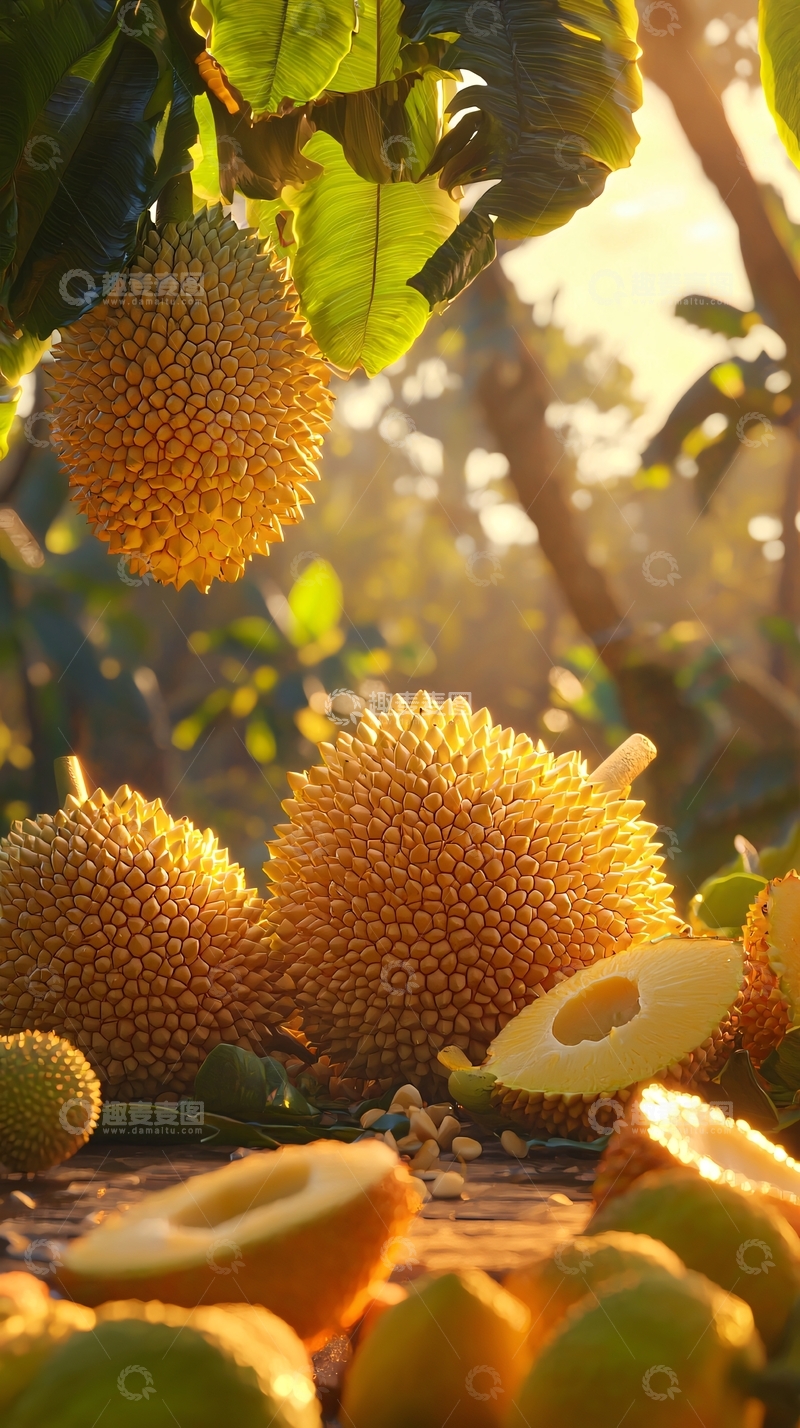 高清大图下载【趣麦麦图】阳光下成熟的榴莲