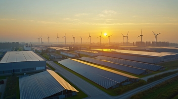 夕阳下的新能源发电站