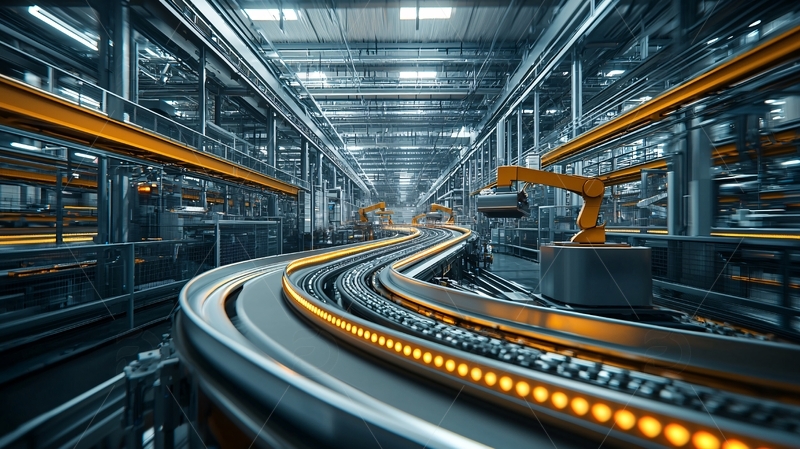 高清大图下载【趣麦麦图】工业流水线机器人