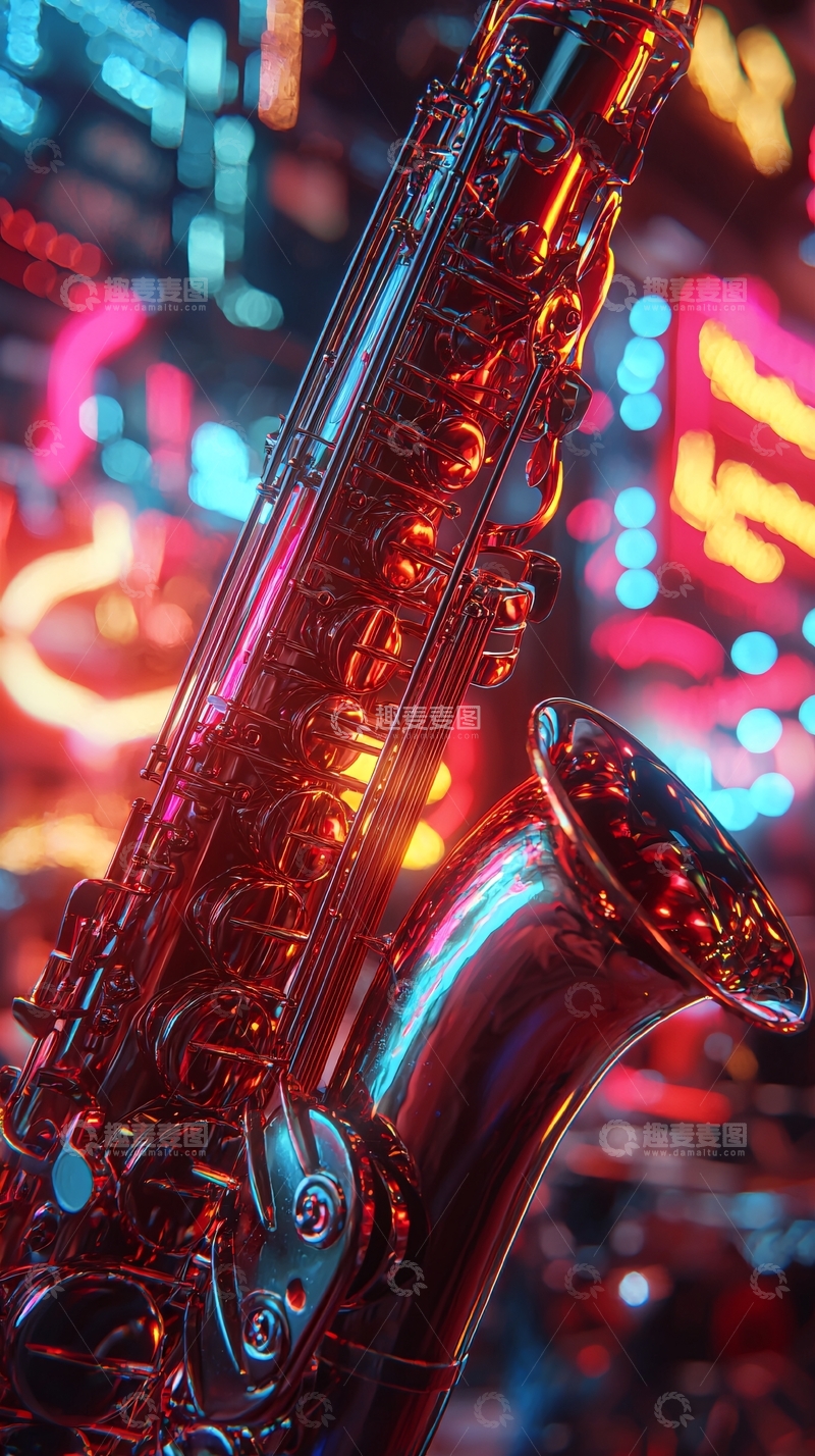 高清大图下载【趣麦麦图】霓虹灯下的萨克斯