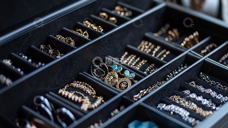 高清大图下载【趣麦麦图】黑色首饰盒耳环收纳