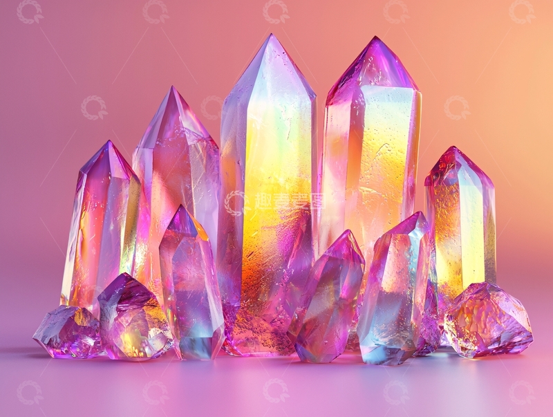 高清大图下载【趣麦麦图】彩虹水晶簇