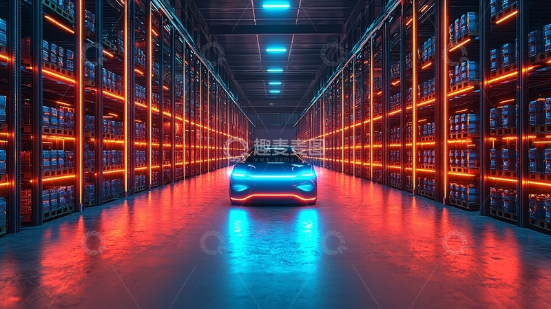 高清大图下载【趣麦麦图】未来仓库里的汽车