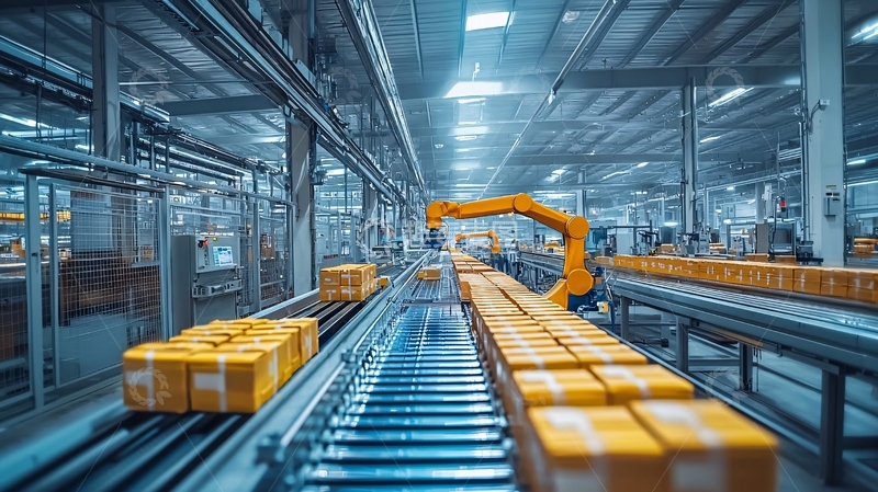 高清大图下载【趣麦麦图】自动化生产线和纸箱