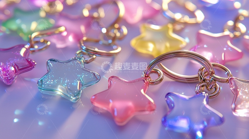 高清大图下载【趣麦麦图】彩色星星钥匙扣