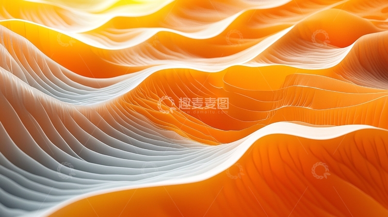 高清大图下载【趣麦麦图】橙色流体抽象波浪