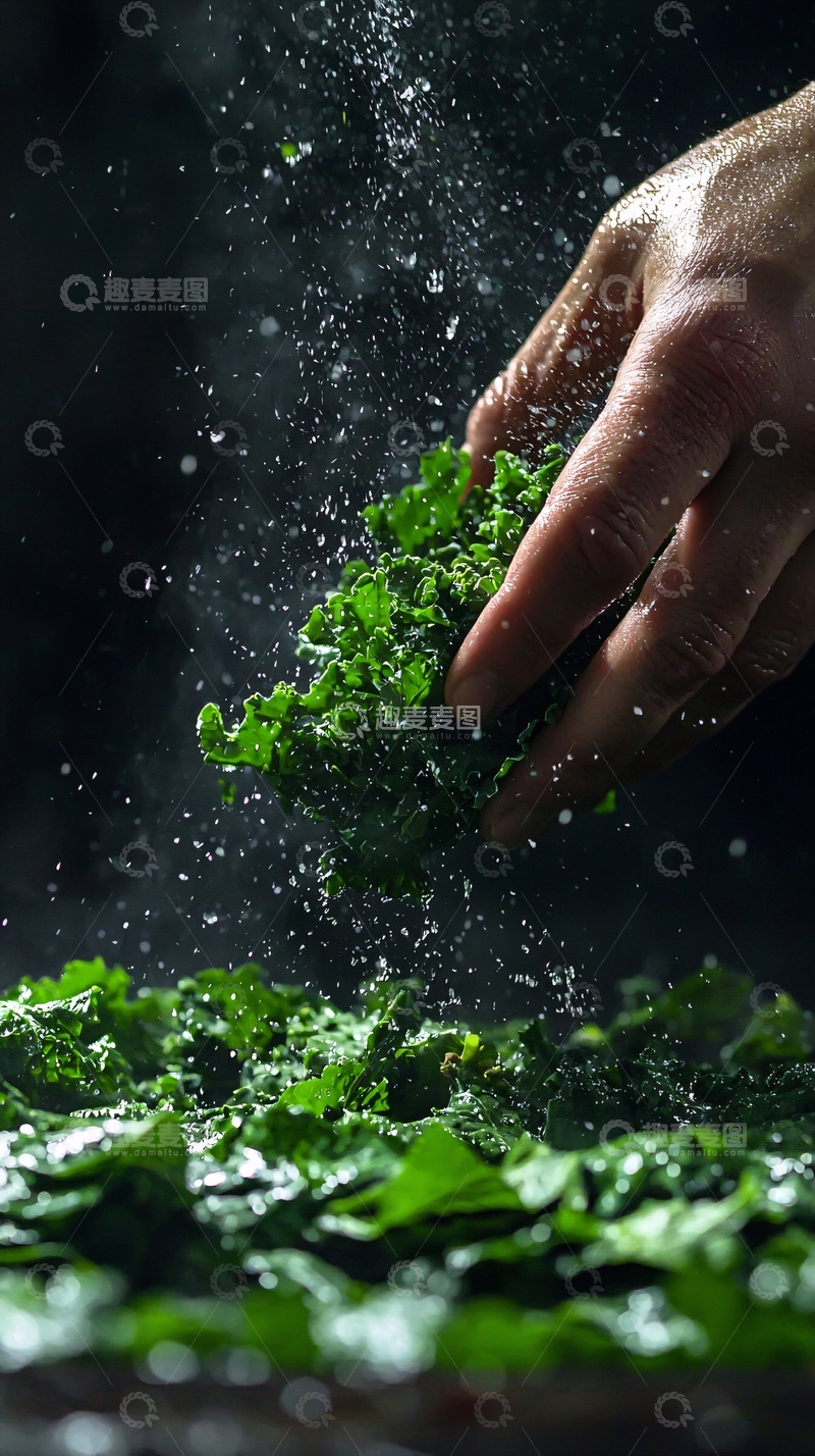 高清大图下载【趣麦麦图】双手清洗羽衣甘蓝