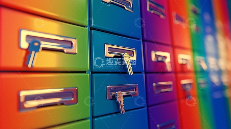 高清大图下载【趣麦麦图】彩虹色抽屉钥匙