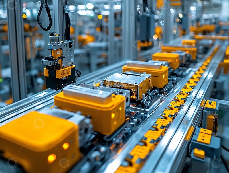 高清大图下载【趣麦麦图】工业生产线上电池