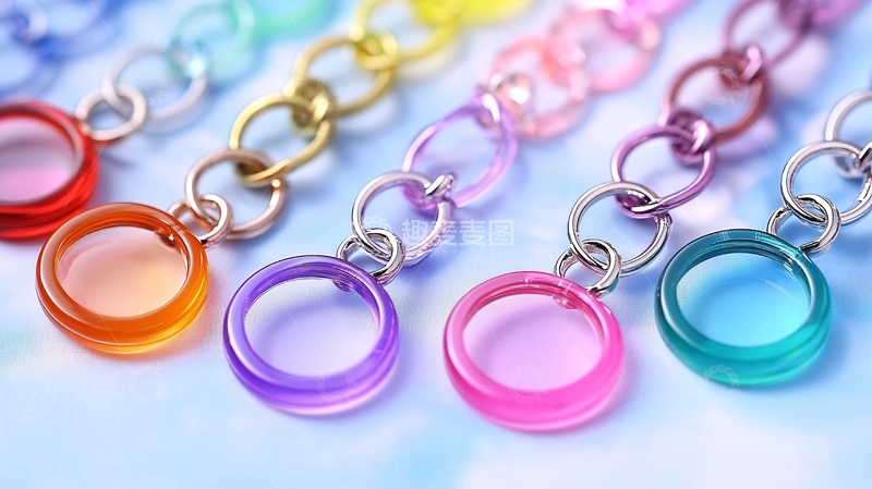 高清大图下载【趣麦麦图】彩虹色透明亚克力链条